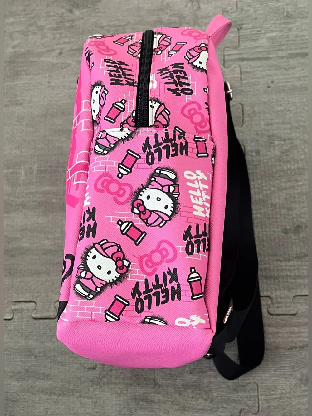 Hello Kitty Pink Polyester Mini Backpack 12in Adjustable Straps Kids